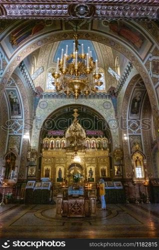 Rich decoration in the Cathedral of St. Alexander Nevsky in Yalta, Crimea.