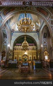 Rich decoration in the Cathedral of St. Alexander Nevsky in Yalta, Crimea.