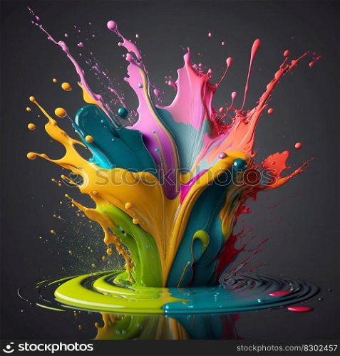 Rich splash of paint, bright background, generative ai