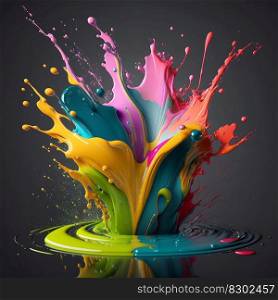 Rich splash of paint, bright background, generative ai