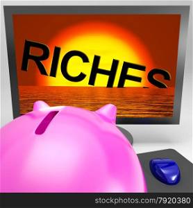 Riches Sinking On Monitor Shows Bankruptcy Or Lost Wealth