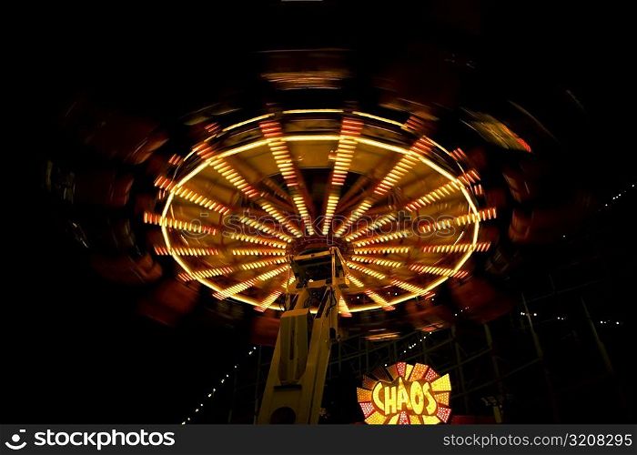 Ride in an amusement park at night, San Diego, California, USA