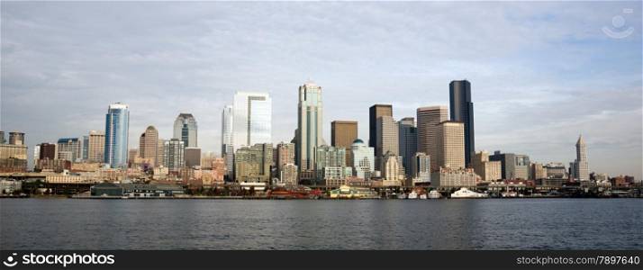 Ride in on a ferry or go fishing and see this view of Seattle, Washington