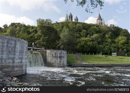 Rideau Canal with Parliament Building in the background, Parliament Hill, Ottawa, Ontario, Canada