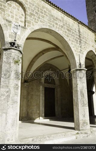 Rieti, Lazio, Italy: exterior of the medieval duomo (cathedral) at morning