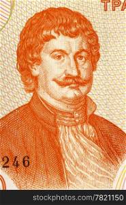 Rigas Feraios (1757-1798) on 200 Drachmes 1996 Banknote from Greece. Greek writer and a forerunner of the Greek War of Independence.