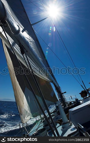 Rigging and Mast of Sailboat During Race