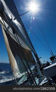 Rigging and Mast of Sailboat During Race