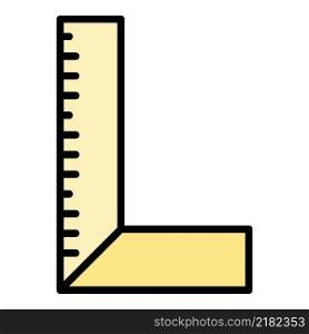 Right angle ruler icon. Outline right angle ruler vector icon color flat isolated. Right angle ruler icon color outline vector