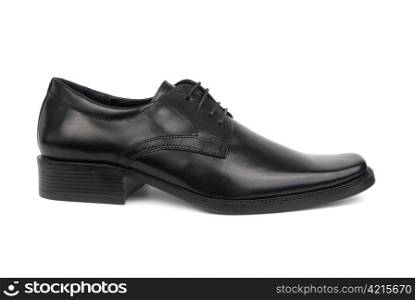 Right man&acute;s black shoe isolated on white background