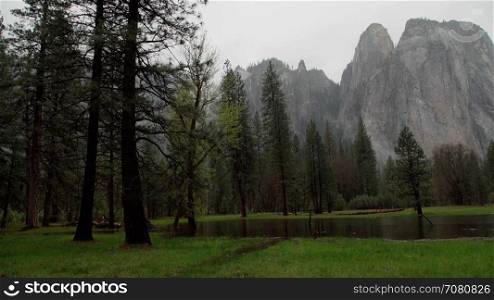 Right pan of stormy Yosemite and El Capitan