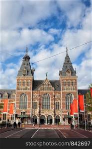 Rijksmuseum, famous city landmark in Amsterdam, Netherlands, North Holland.