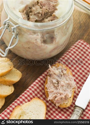 Rilette of Duck and Pork with Toasted Baguette Croutes
