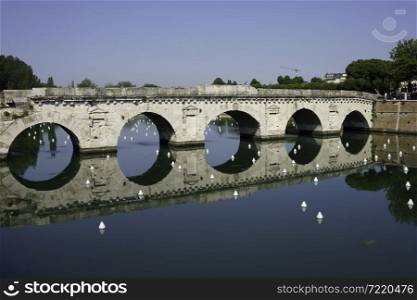 Rimini, Emilia-Romagna, Italy: Ponte di Tiberio, Roman bridge over the Marecchia river