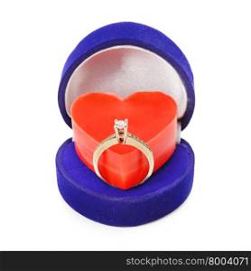 ring and heart isolated on white background
