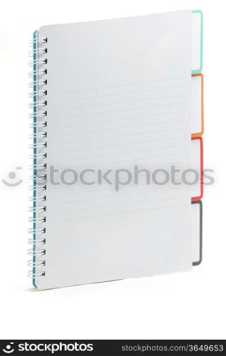 Ring binding book with document index isolated on white