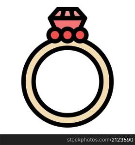 Ring jewelry icon. Outline ring jewelry vector icon color flat isolated. Ring jewelry icon color outline vector