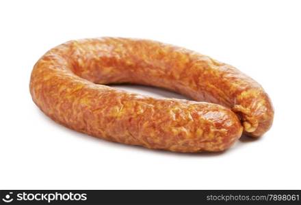 ring of farmer sausage, isolated on white
