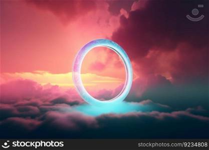 Ring shape glows. Digital studio shadow. Generate Ai. Ring shape glows. Generate Ai