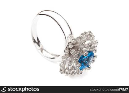 ring with sapphire on a white background