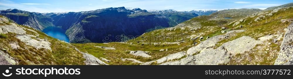 Ringedalsvatnet lake summer panorama (Odda, Norway)