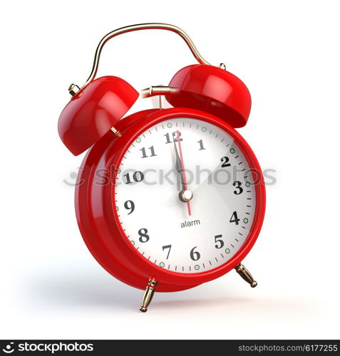 Ringing alarm clock isolated on white. Wake up concept. 3d illustration