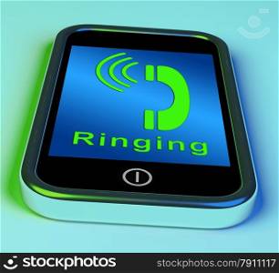 Ringing Icon On A Mobile Phone Showing Smartphone Call. Ringing Icon On A Mobile Phone Shows Smartphone Call