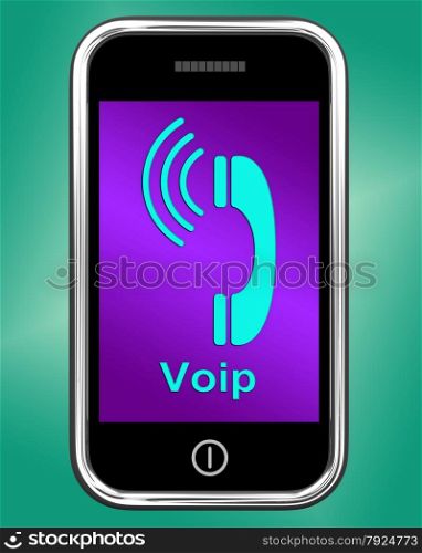 Ringing Icon On Mobile Phone Shows Smartphone Call. Voip On Phone Showing Voice Over Internet Protocol Or Ip Telephony
