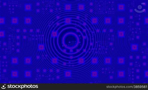 Rings and squares on a blue background