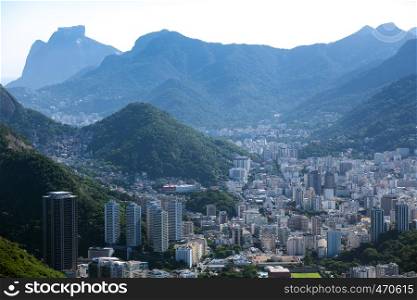 Rio de Janeiro aerial view at sunny day, Brazil