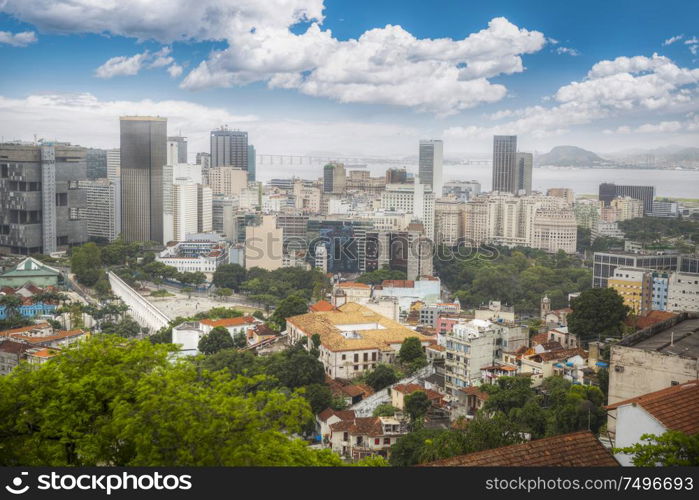 Rio De Janeiro, Brazil . View of the city through the bay