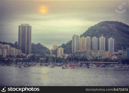 Rio De Janeiro, Brazil . View of the city through the bay. Rio De Janeiro, Brazil