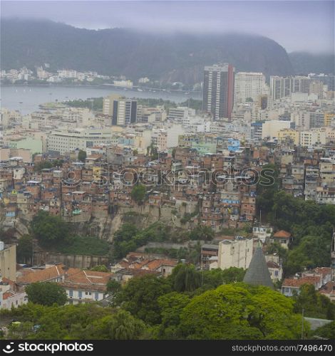 Rio de Janeiro downtown and favela. Brazil