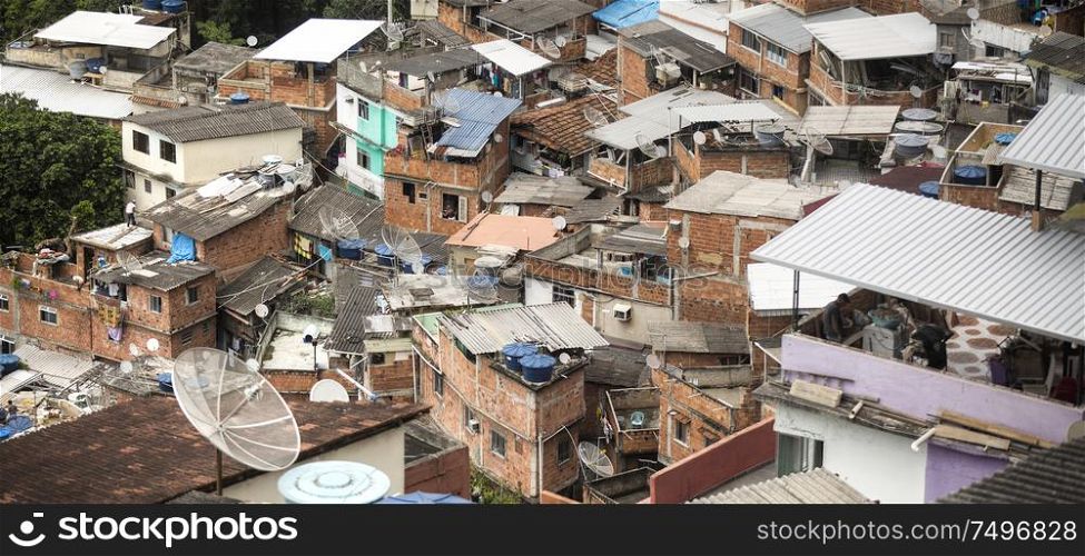 Rio de Janeiro downtown and favela. Brazil