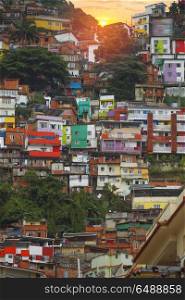 Rio de Janeiro downtown and favela. Brazil. Rio de Janeiro downtown and favela