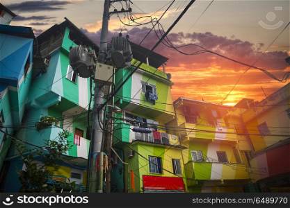 Rio de Janeiro downtown and favela. Brazil. Rio de Janeiro downtown and favela