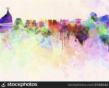 Rio de Janeiro skyline in watercolor background. Rio de Janeiro skyline in watercolor background with clipping path