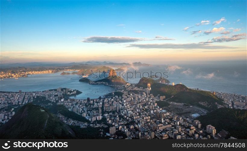 Rio de Janeiro, view from Corcovado to Sugarloaf Mountain (in Portuguese, Pao de Acucar)