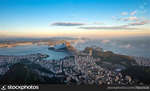 Rio de Janeiro, view from Corcovado to Sugarloaf Mountain (in Portuguese, Pao de Acucar)