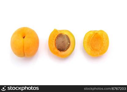 Ripe and cut isolated apricot. Element of design.