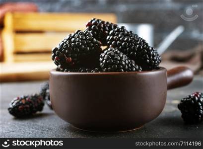 Ripe and juicy BlackBerry, fresh blackberry in bowl