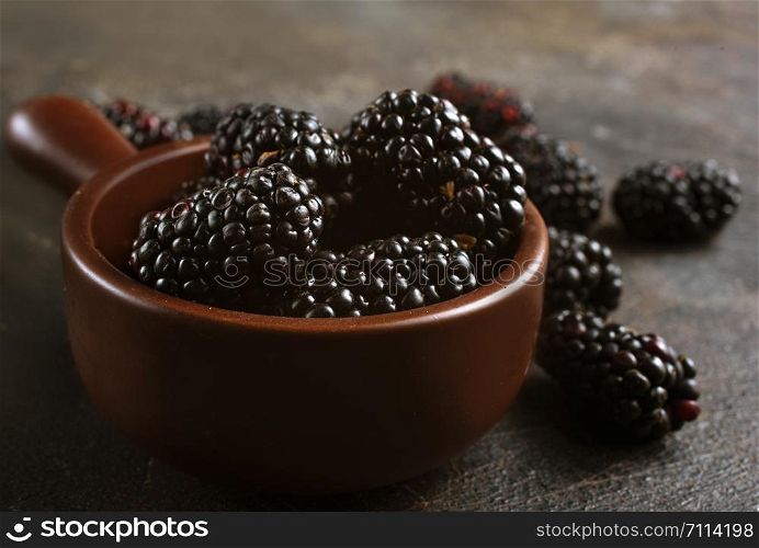 Ripe and juicy BlackBerry, fresh blackberry in bowl