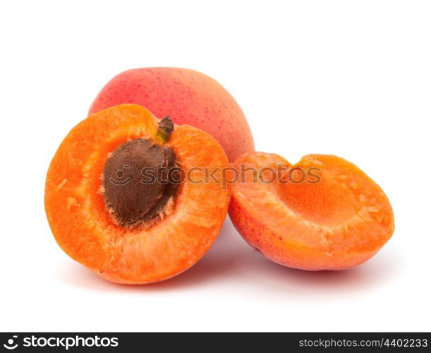 Ripe apricot fruit isolated on white background