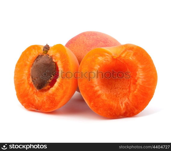 Ripe apricot fruit isolated on white background