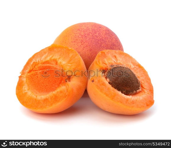 Ripe apricot fruit isolated on white background