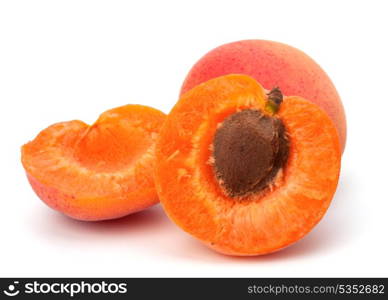 Ripe apricot fruit isolated on white background