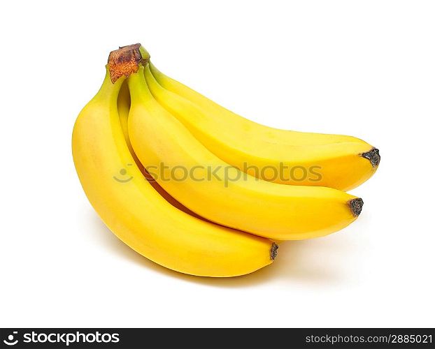 Ripe bananas bunch isolated on white