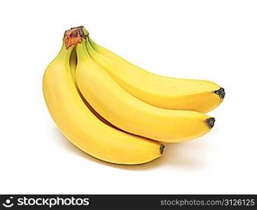 Ripe bananas bunch isolated on white