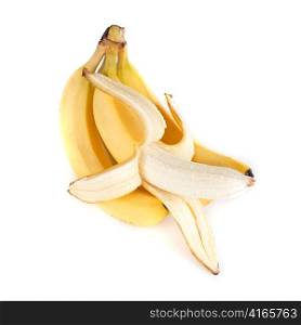 Ripe bananas isolated on a white background