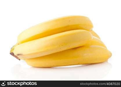 Ripe bananas on a white